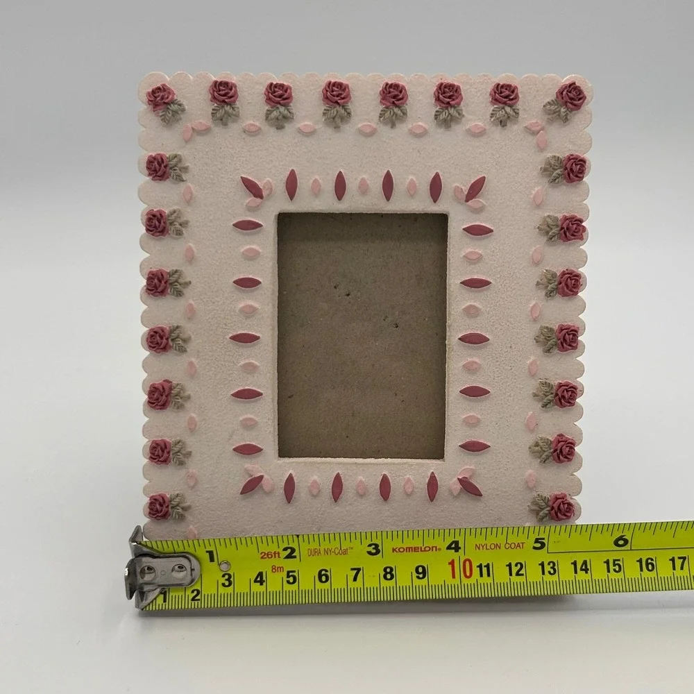 Prinz‎ Picture Frame 2.5x3.5 Cream Rose Cottage Core Shabby Chic